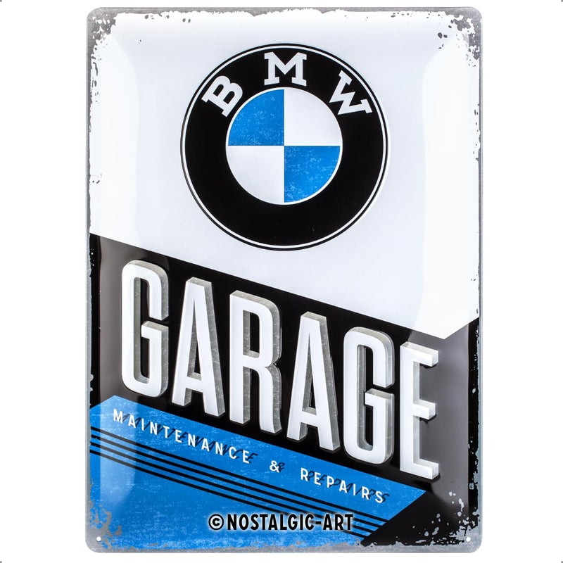 Nostalgic Art Nostalgic-Art Retro Tin Sign, 11.8" x 15.7", official license product (OLP), BMW â€“ Garage â€“ Gift idea for car accessoires fans, Metal Plaque, Vintage design for decoration - Image 1